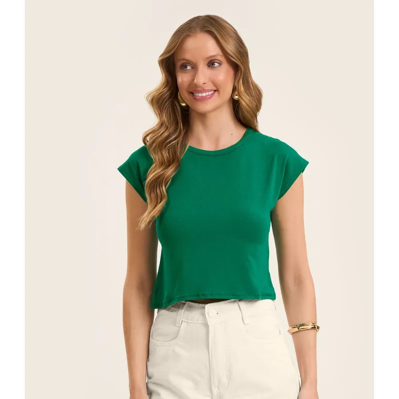 Blusa Básica Feminina Viscotorcion Rovitex Verde P