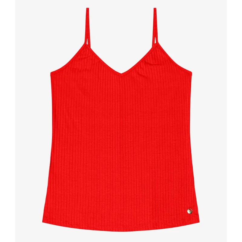 Blusa De Alça Feminina Ribana Canelada Rovitex Laranja P