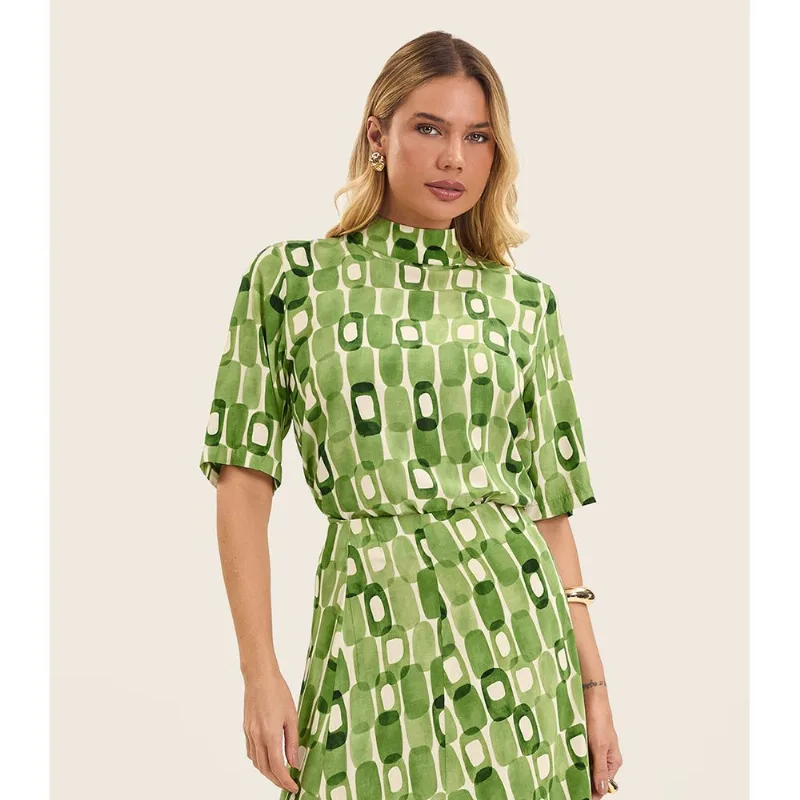 Blusa Feminina Estampada Gola Alta Endless Verde M
