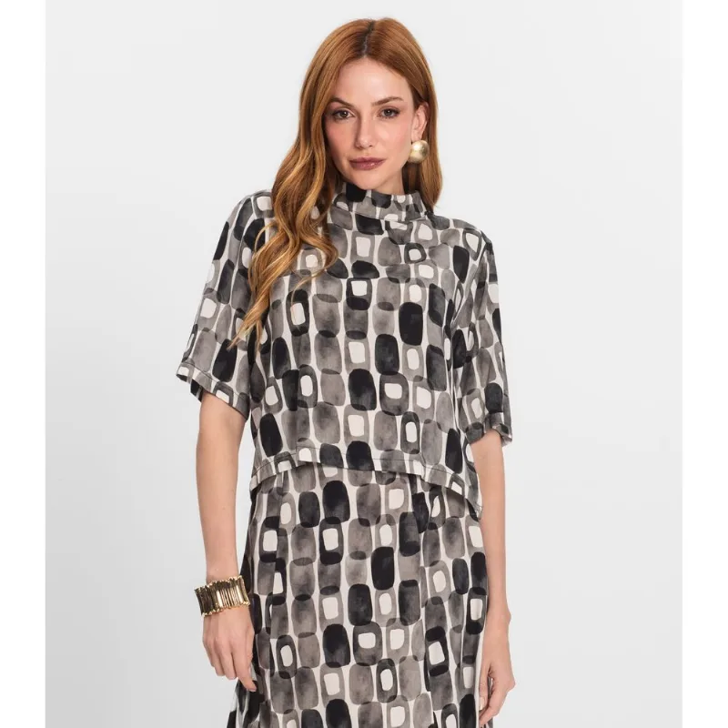Blusa Feminina Estampada Gola Alta Endless Preto GG