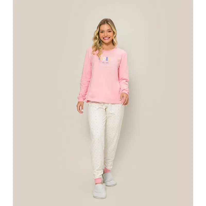Pijama Feminino Manga Longa Evanilda Rosa M