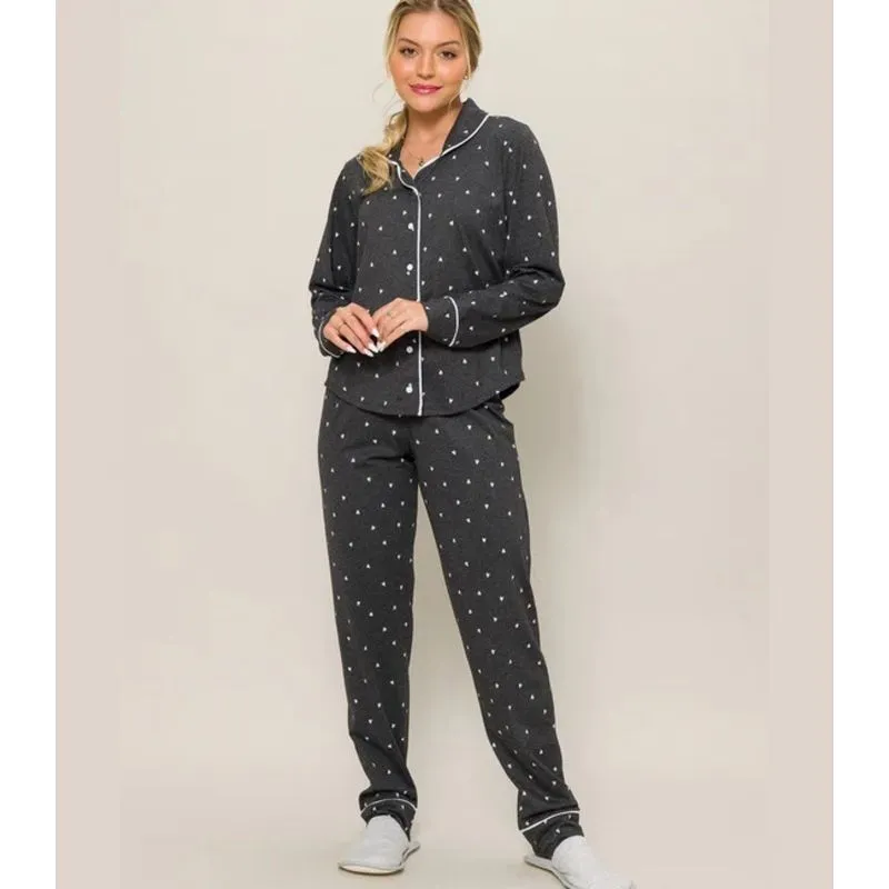 Pijama Feminino Americano Manga Longa Evanilda Preto GG