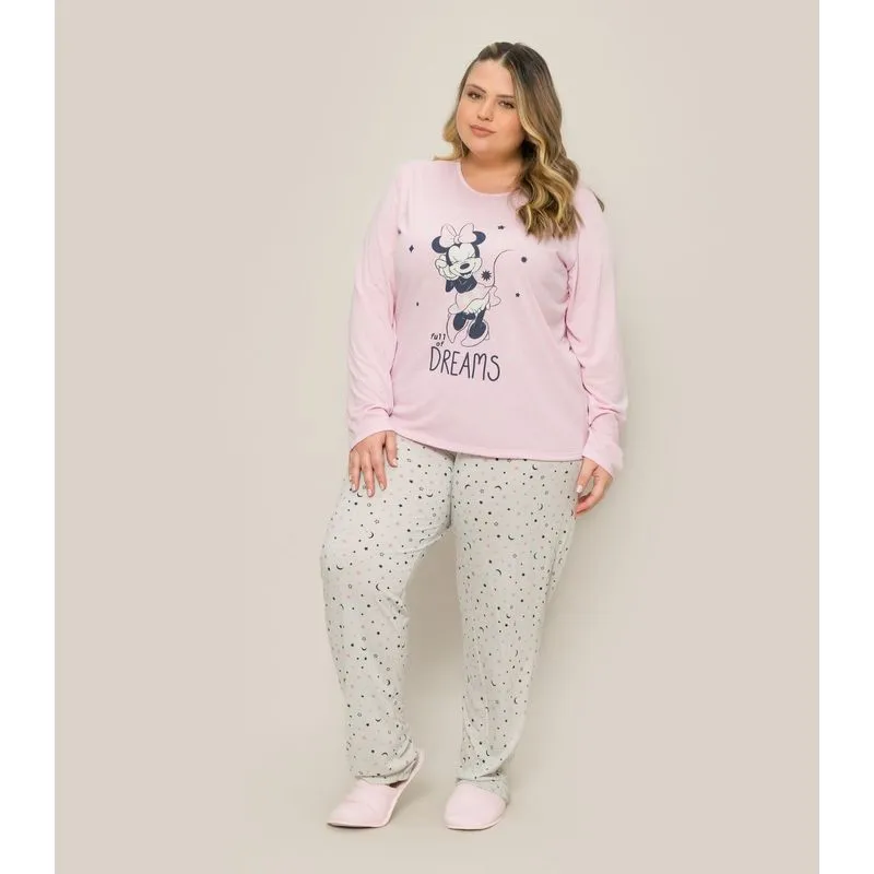 Pijama Feminino Plus Minnie Mouse Evanilda Rosa G2