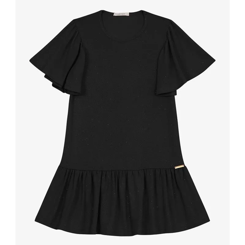 Vestido Infantil em Malha Star Shine Trick Nick Preto 4