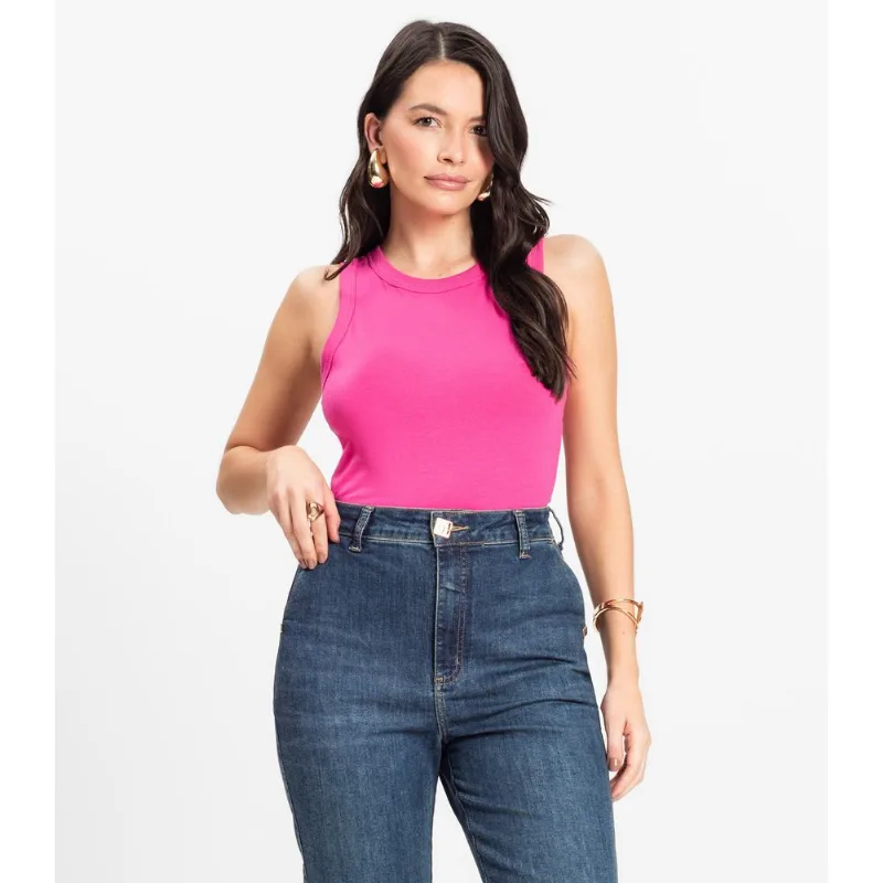 Regata Básica Feminina em Cotton Leve Rovitex Rosa P
