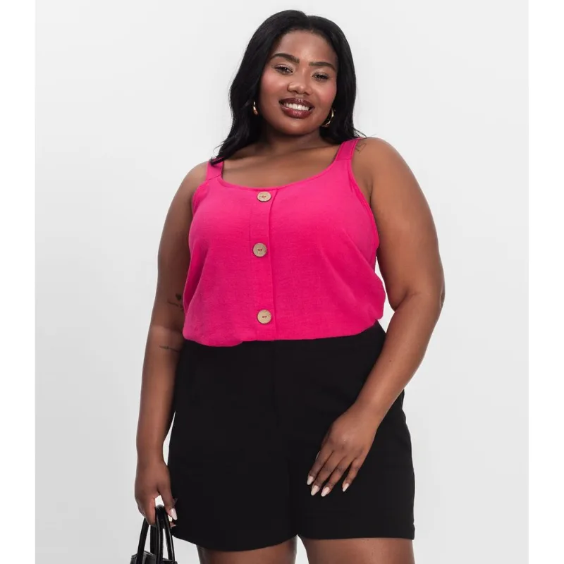 Regata Feminina Plus Size Secret Glam Rosa Plus G2