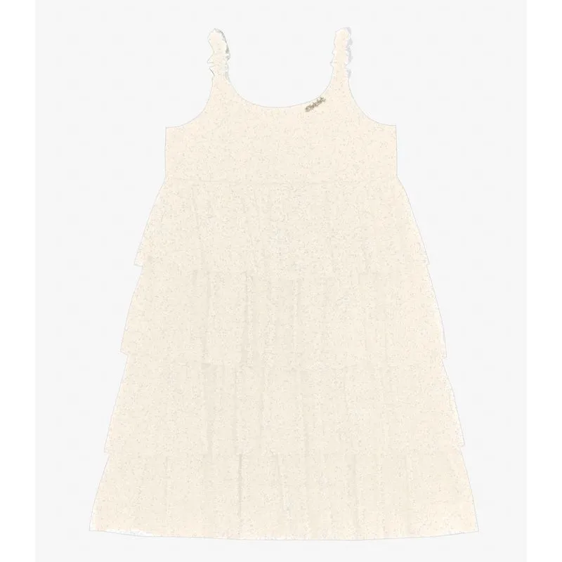 Vestido Infantil em Tule Shine Duo Trick Nick Bege 10