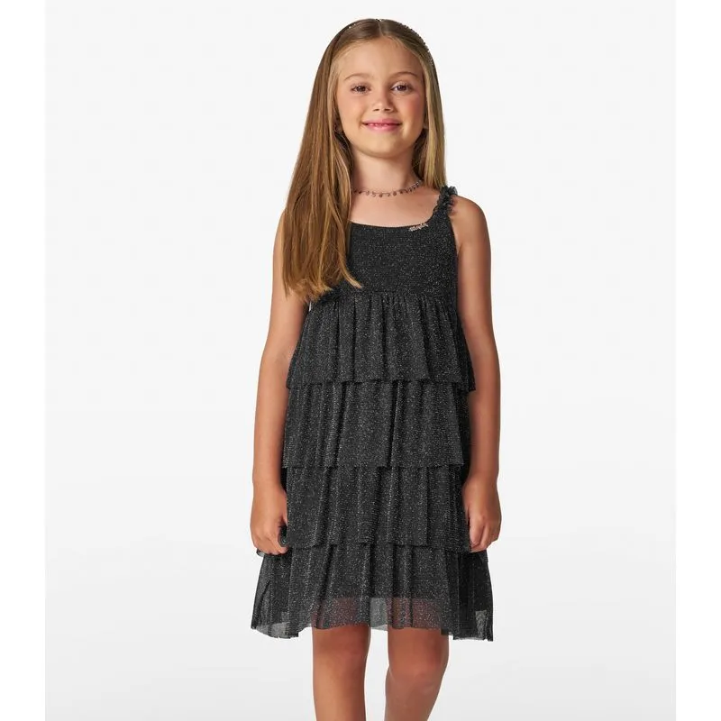Vestido Infantil em Tule Shine Duo Trick Nick Preto 14
