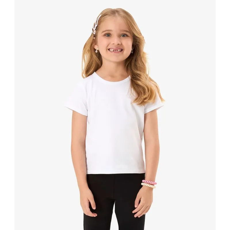 Blusa Básica Infantil Cotton Leve Rovi Kids Branco 18