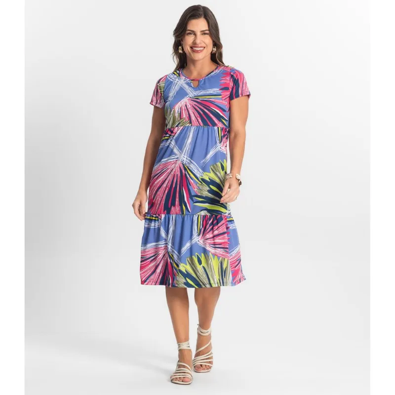 Vestido Midi Feminino Estampado Helanca Select Azul M