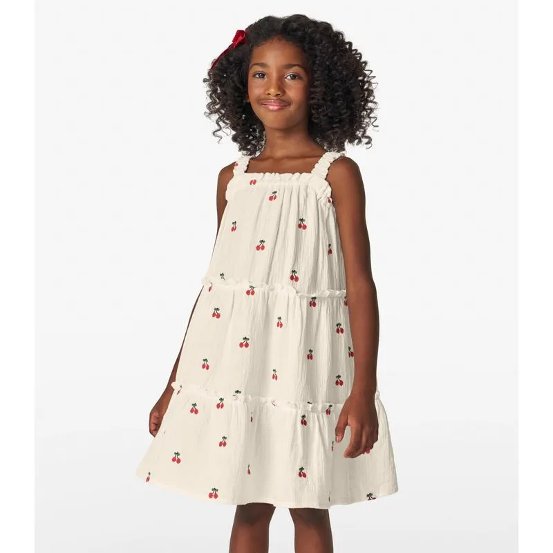 Vestido Infantil em Gaze Bordada Trick Nick Bege 8
