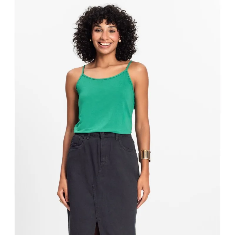Blusa de Alça Feminina Viscotorcion Básica Rovitex Verde P