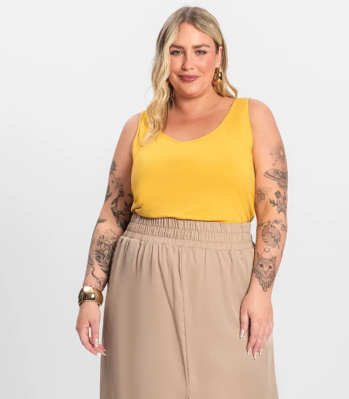 Regata Feminina Plus Size Secret Glam Amarelo Plus G1