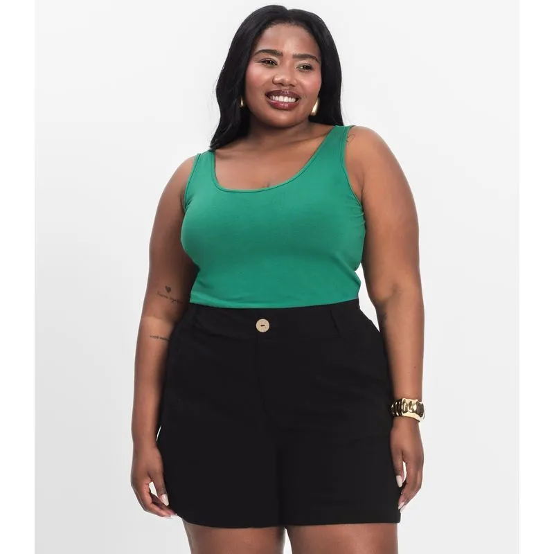 Regata Feminina Plus Size Secret Glam Verde Plus G1