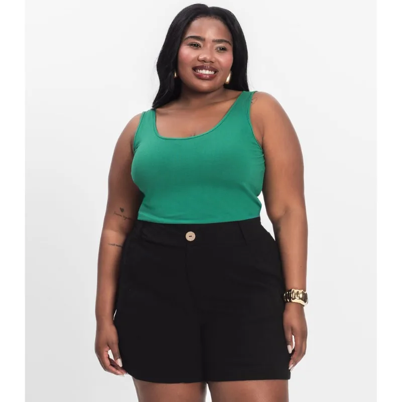 Regata Feminina Plus Size Secret Glam Verde Plus G3