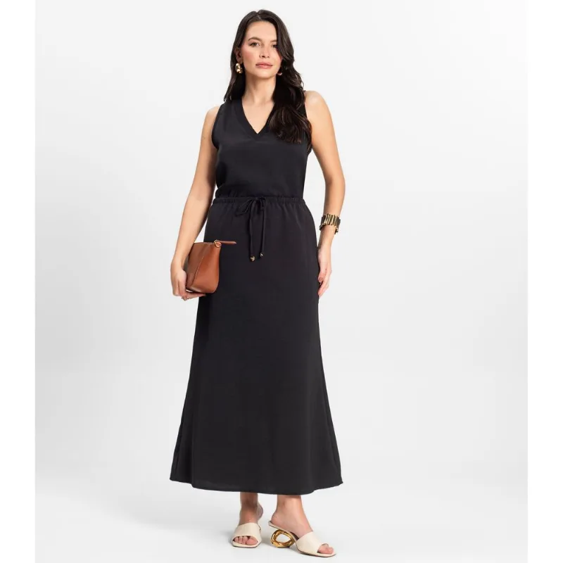 Saia Midi Feminina em Twill Cey Rovitex Preto P
