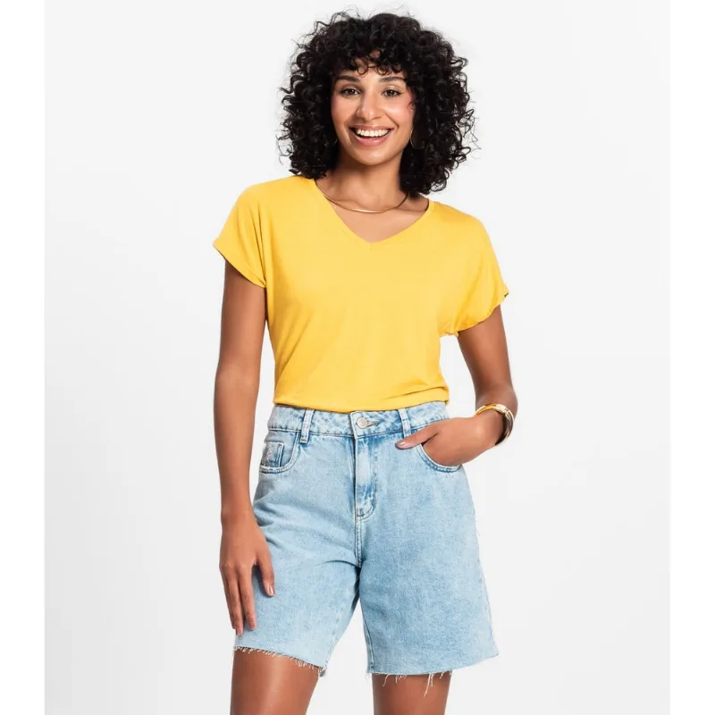 Blusa Feminina Viscotorcion Rovitex Amarelo P