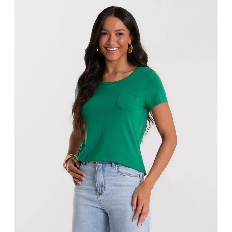 Blusa Feminina Viscotorcion Com Bolso Rovitex Verde GG