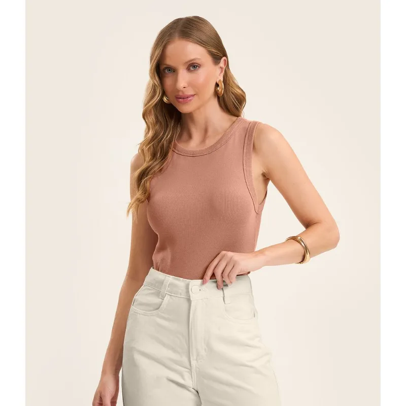 Regata Cropped Feminina Ribana Rovitex Marrom P