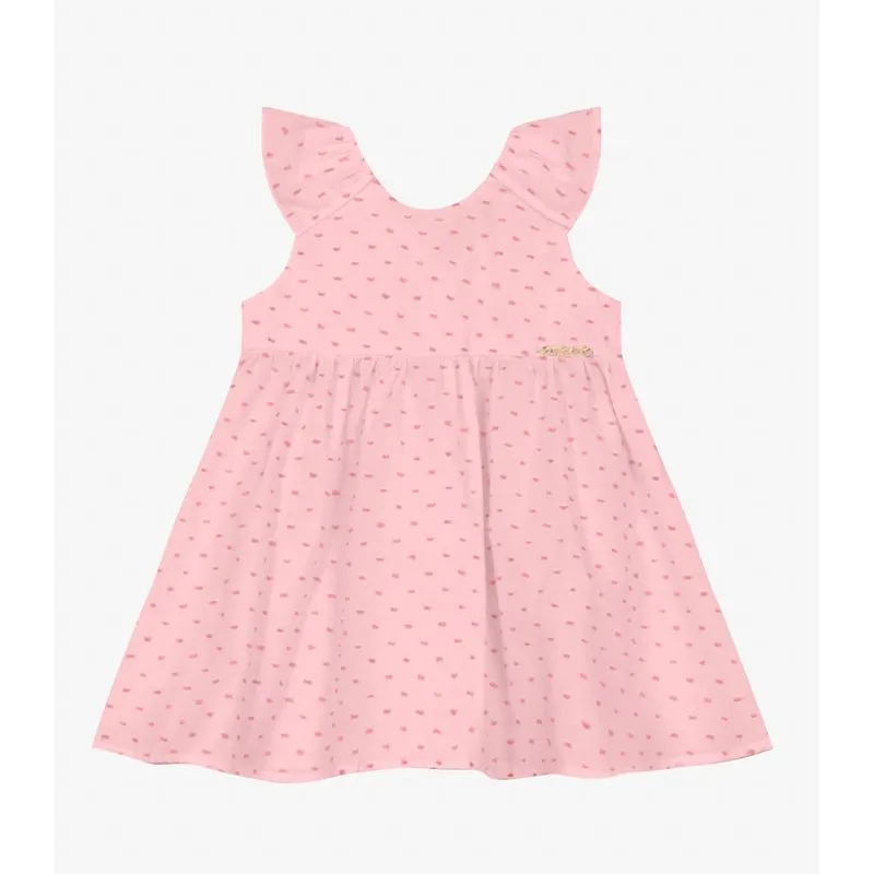 Vestido Infantil em Cotton Plumetis Trick Nick Rosa M