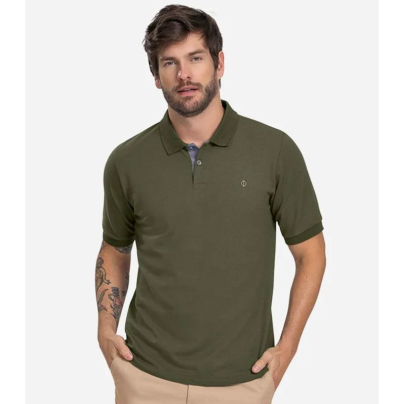 Polo Masculina Básica Piquet Diametro Verde G
