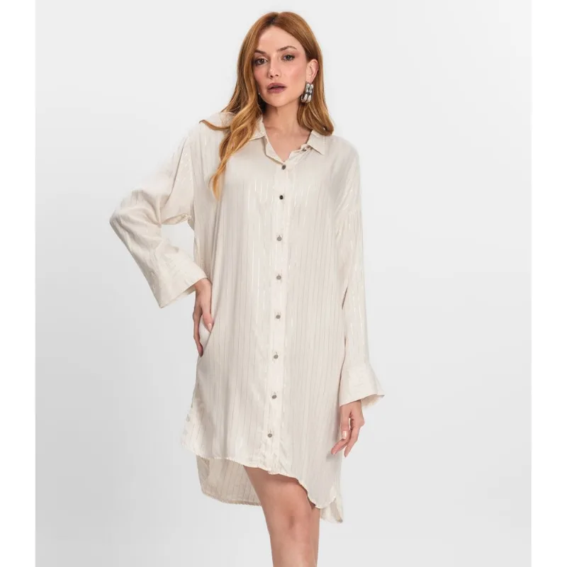 Vestido Chemise Feminino Com Botões Endless Bege G