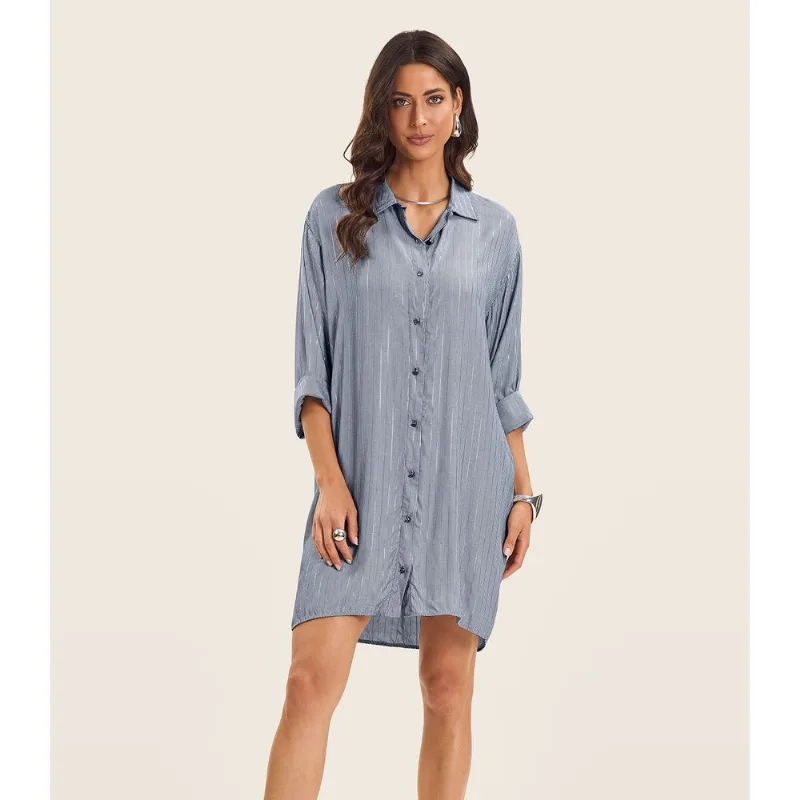Vestido Chemise Feminino Com Botões Endless Azul P