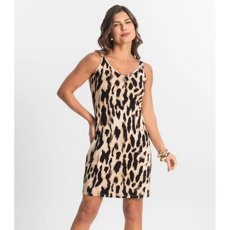 Vestido Estampado Rovitex Marrom G