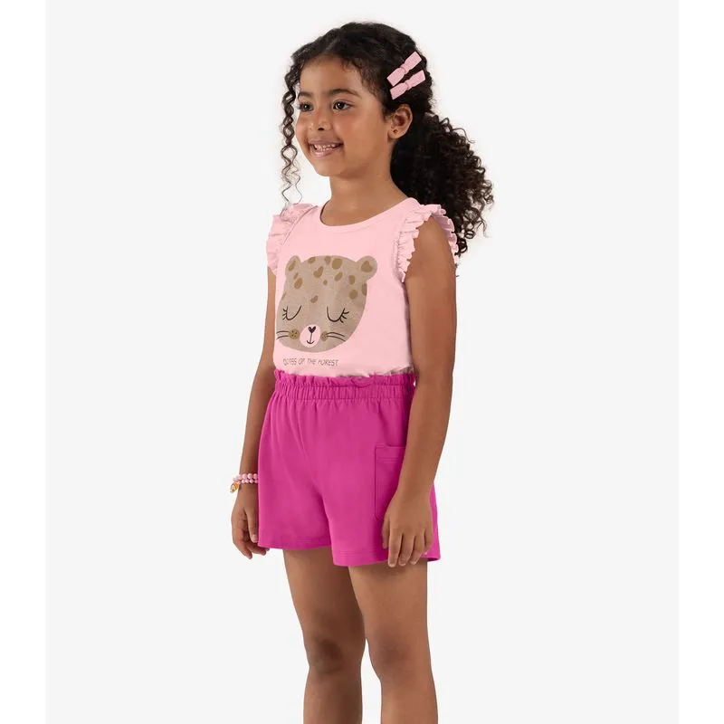 Shorts Infantil Moletinho Basic Rovi Kids Rosa 1