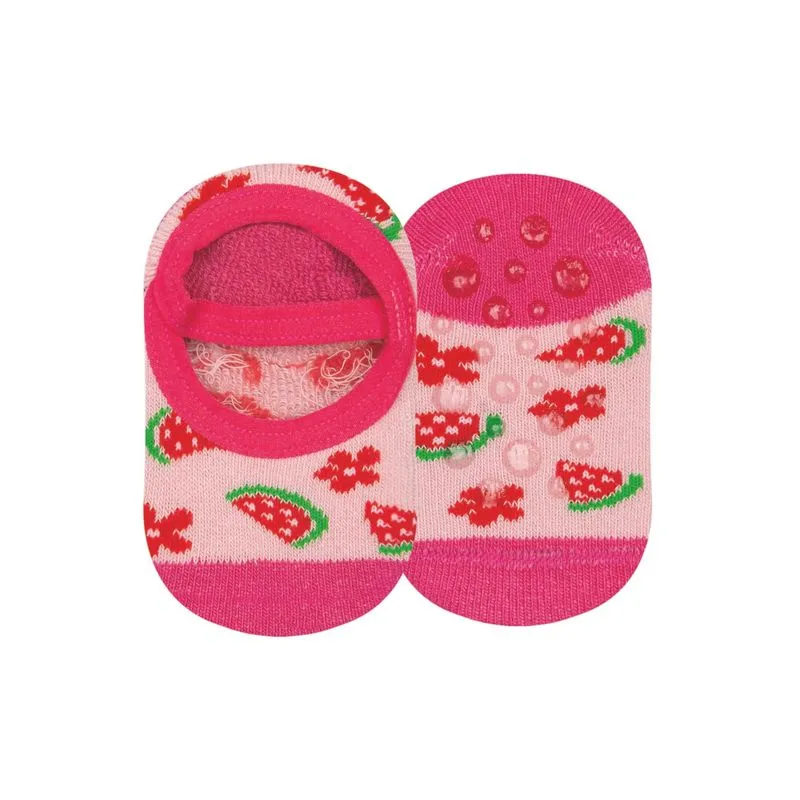 Meia Sapatilha Antiderrapante Menina Cia Da Meia Rosa 17/22