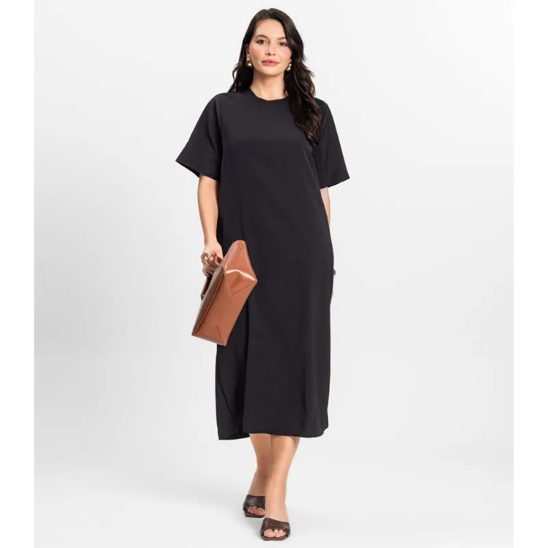 Vestido Feminino Midi em Twill Cey Rovitex Preto G