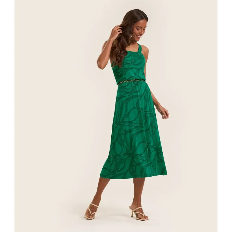 Vestido Midi em Viscotorcion Rovitex Verde P