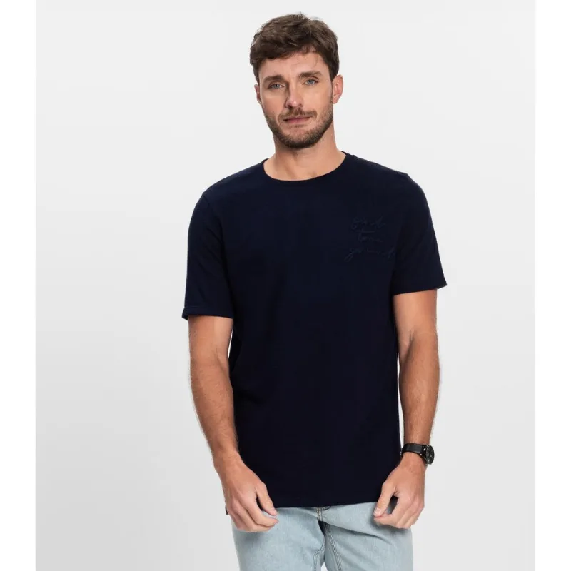 Camiseta Masculina Manga Curta Malhão Diametro Azul G