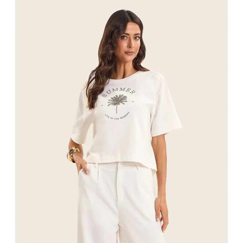 T- Shirt Feminina Manga Curta Endless Bege GG