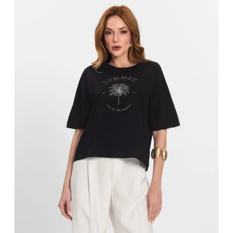 T- Shirt Feminina Manga Curta Endless Preto M