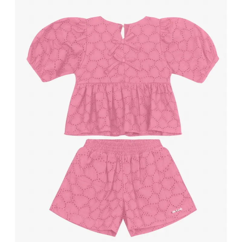 Conjunto Bata com Short em viscose KhyarTrick Nick Rosa 14