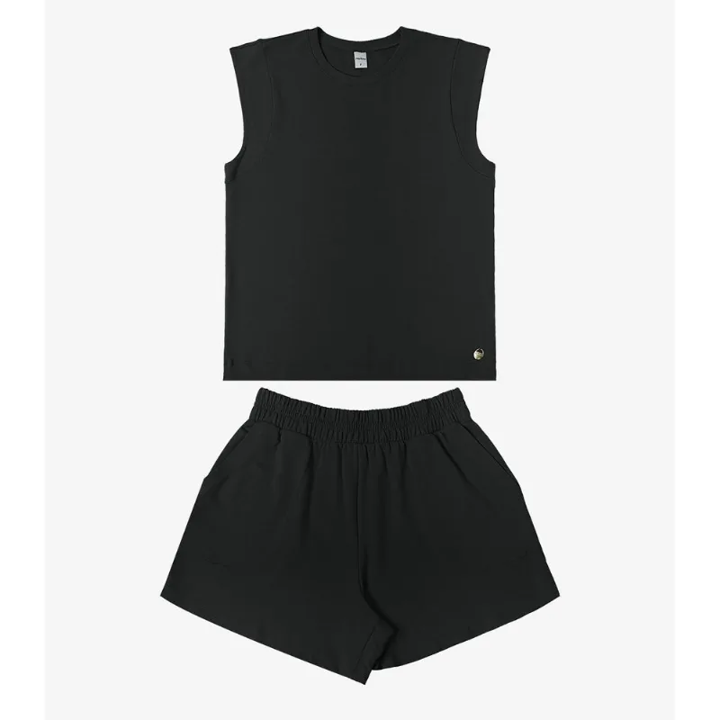 Conjunto Feminino Regata Com Shorts Rovitex Preto P