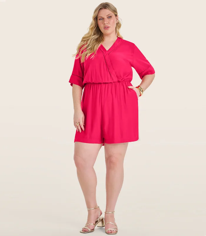 Macaquinho Feminino Plus Size Secret Glam Vermelho Plus G1