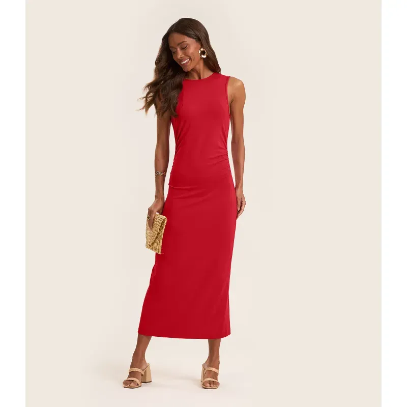 Vestido Midi em Molecotton de Viscose Rovitex Vermelho M