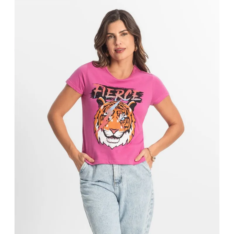 Blusa T Shirt Feminina Estampada Select Rosa G