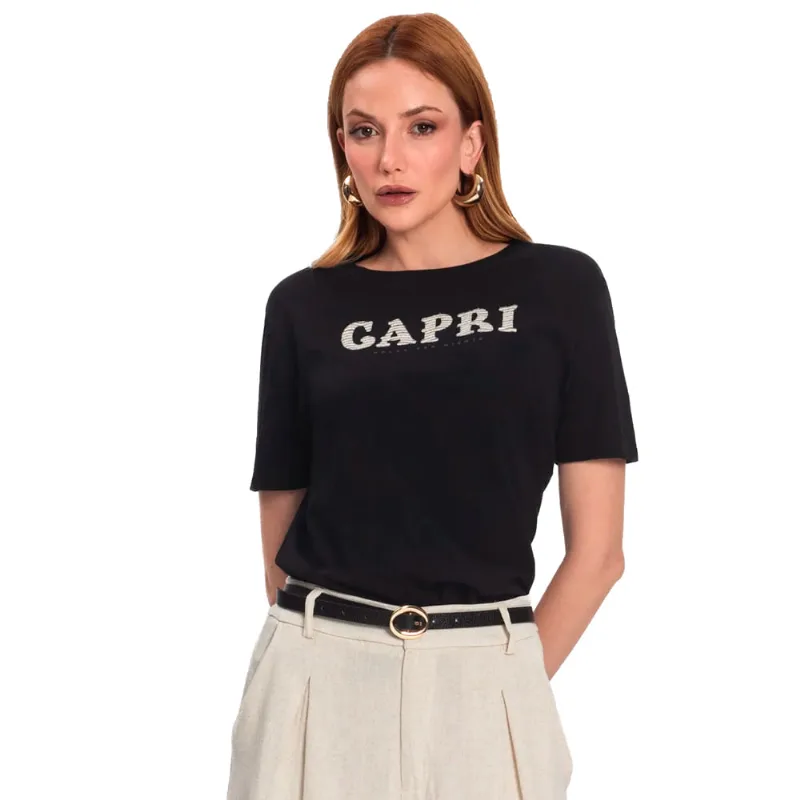 Camiseta Feminina Rovitex Estampa Preto - GG