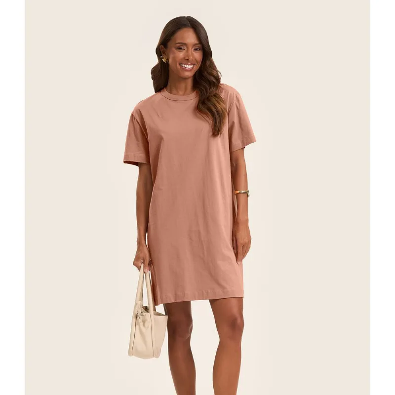 Vestido Básico T-Shirt Feminino Rovitex Marrom G