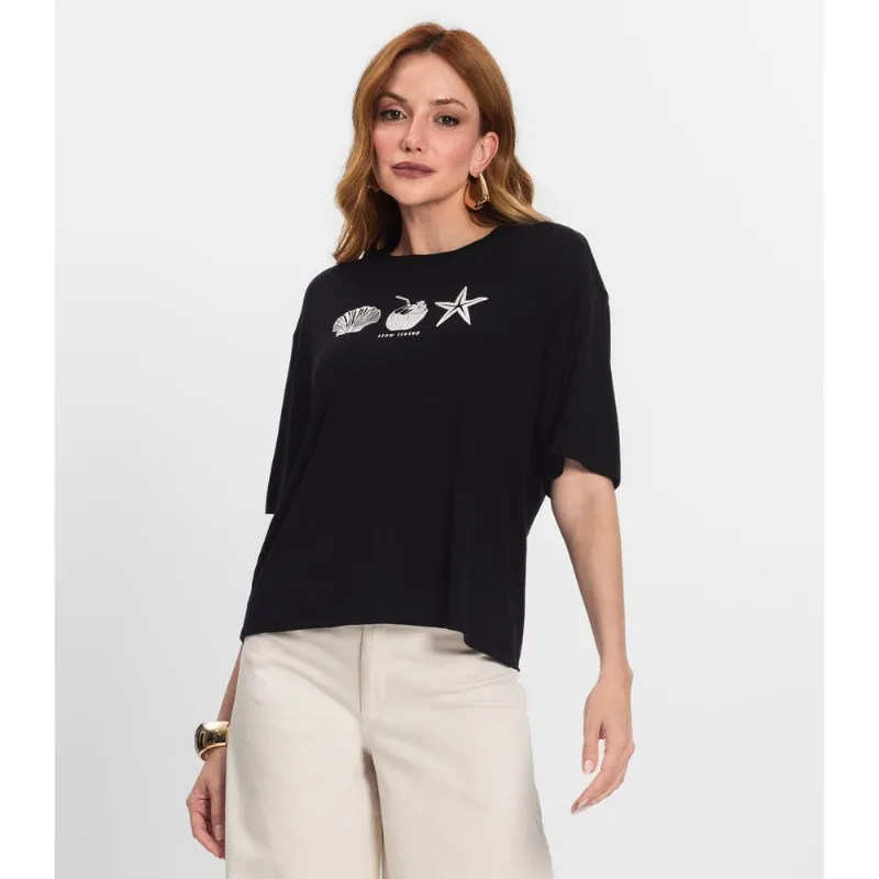T- Shirt Feminina Manga Curta Endless Preto G