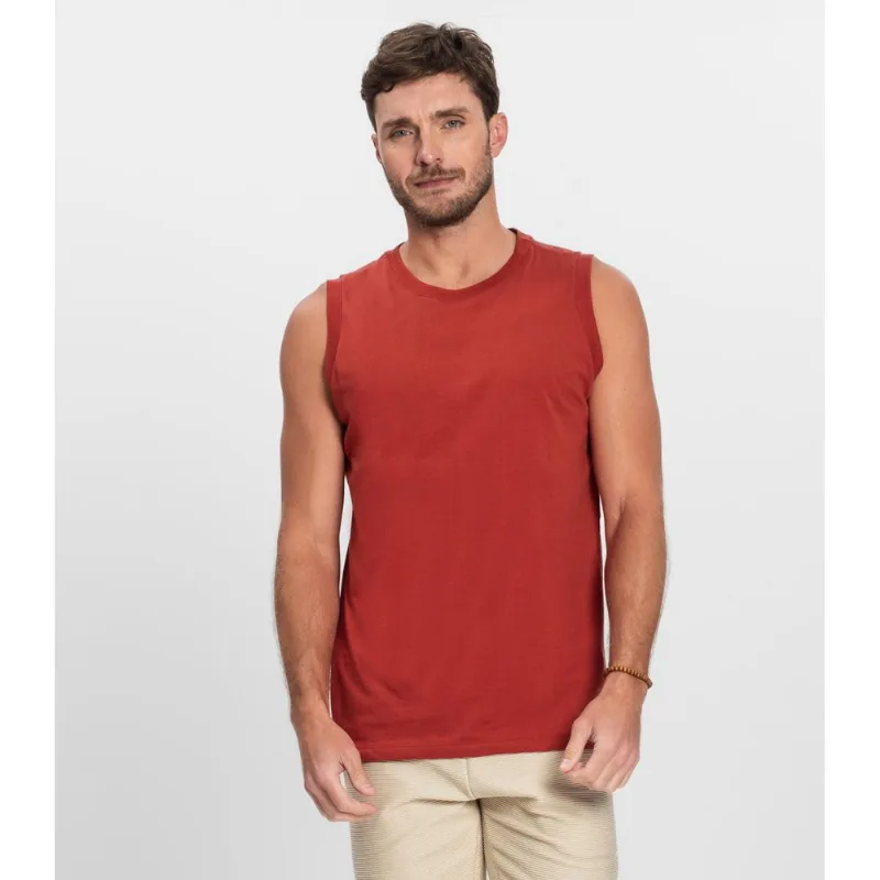 Regata Masculina Básica Meia Malha Diametro Vermelho GG