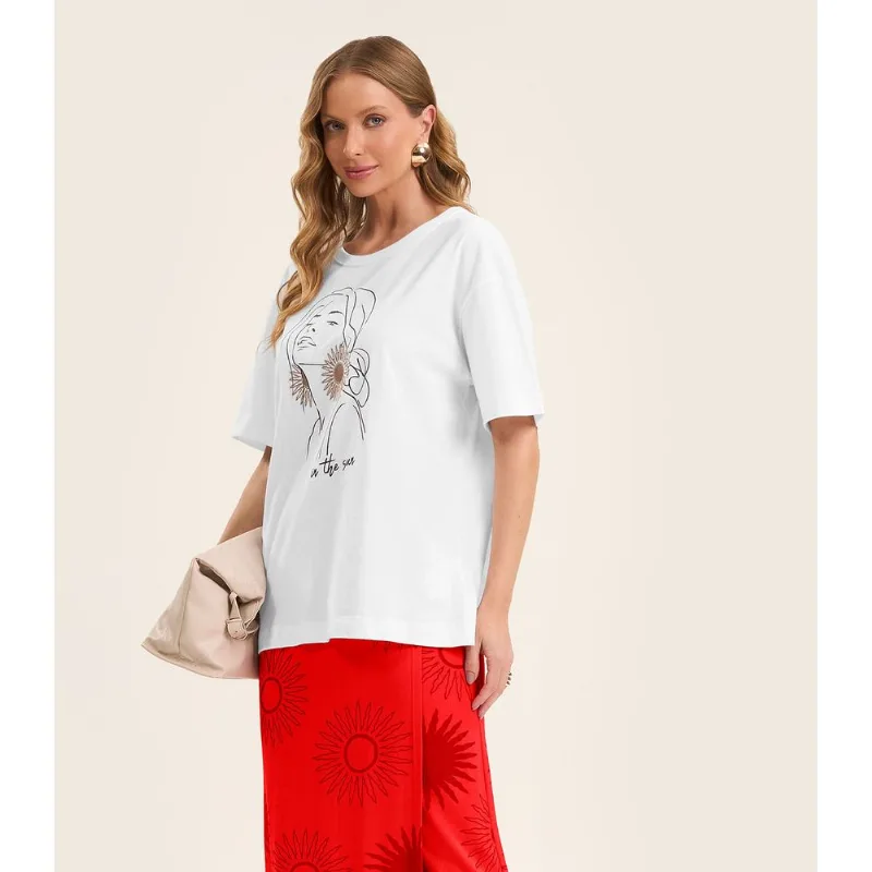 Blusa Feminina Manga Curta Em Meia Malha Rovitex Branco P