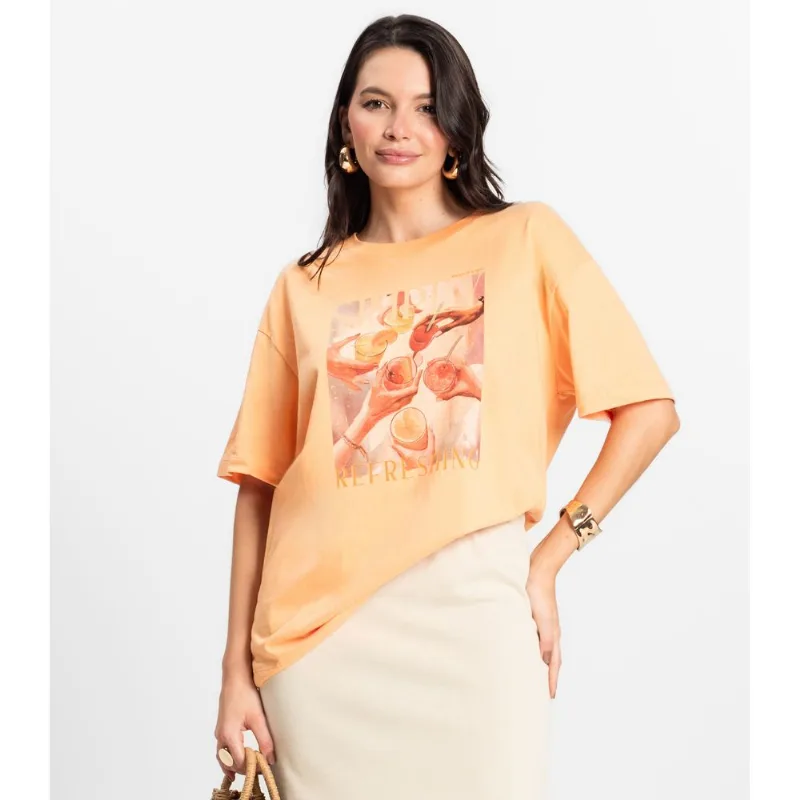 Camiseta Feminina em Meia Malha Rovitex Laranja P