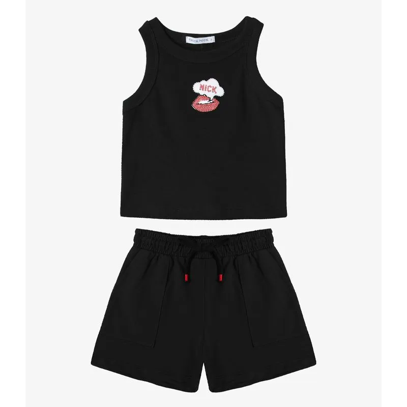 Conjunto Regata Com Shorts Infantil Trick Nick Preto 6