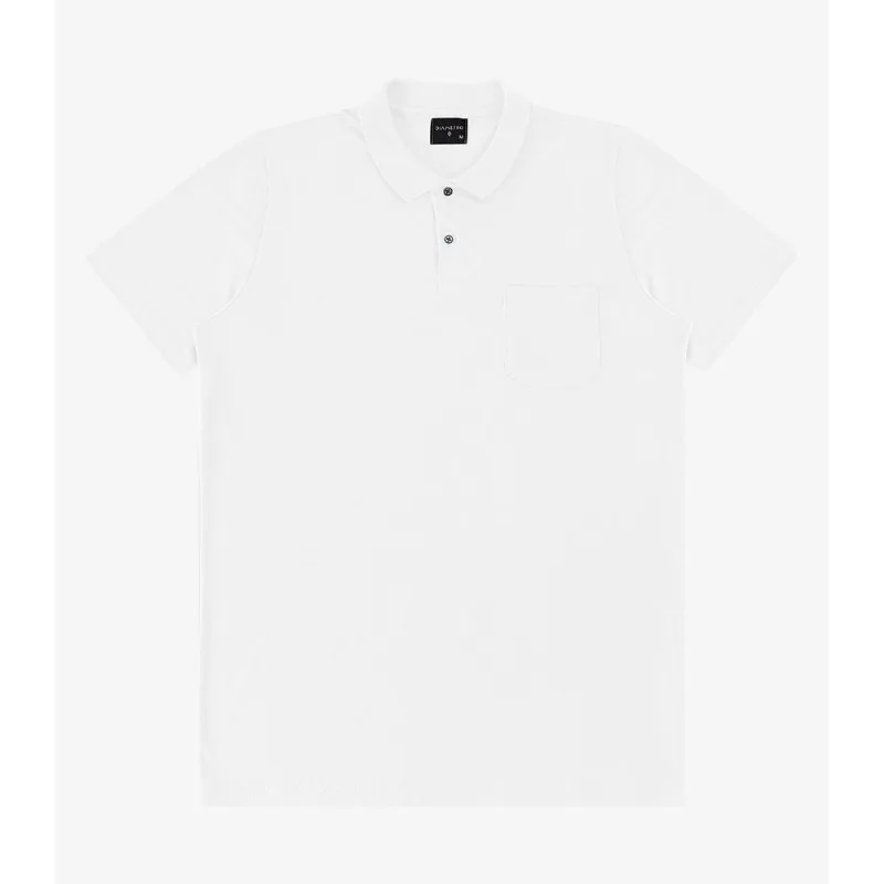 Polo Masculina Plus Size Pique Duplo Diametro Branco G