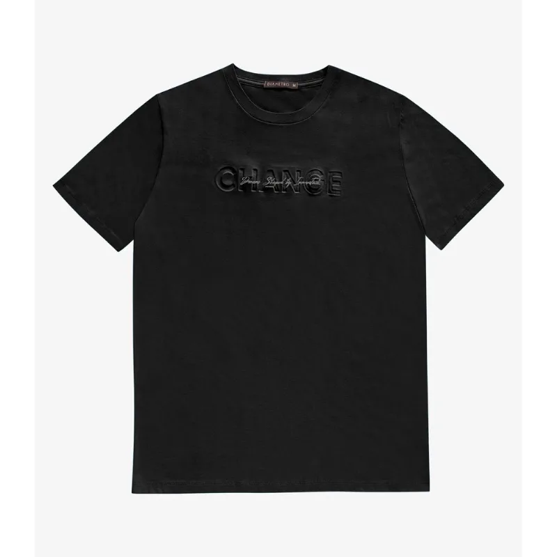 Camiseta Masculina Manga Curta Meia Malha Diametro Preto P
