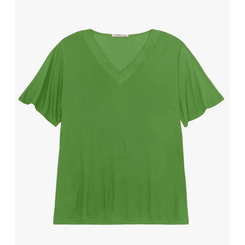 Blusa Visco Tricot Plus Size Secret Glam Verde Plus G2